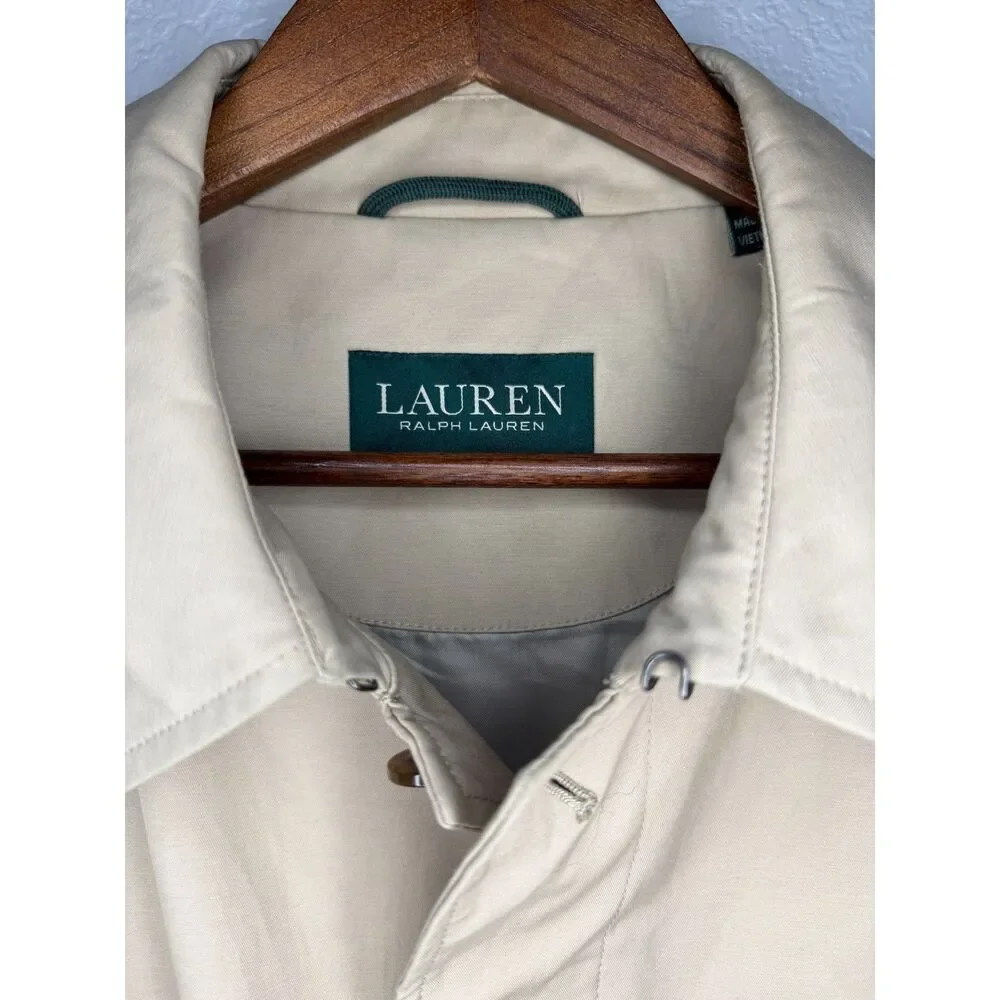 Lauren Ralph Lauren Trench Coat Men's 42L Tan Classic Long Coat